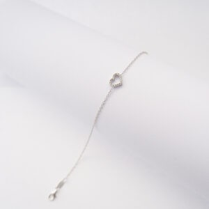 Bracciale Cuore con Zirconi in oro bianco 18kt