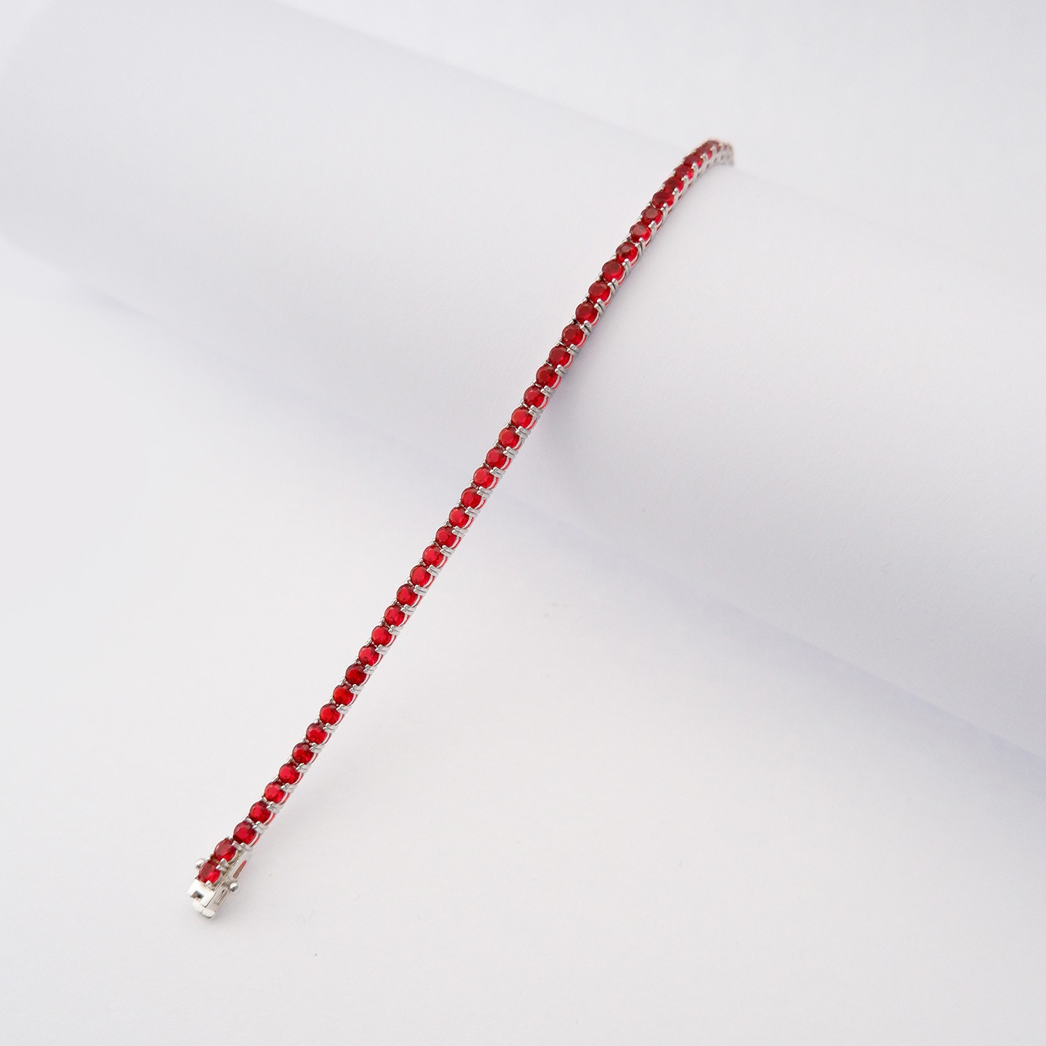 Bracciale Tennis 18cm in argento925 e zirconi rossi