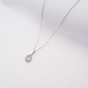 Collana Topazio Azzurro Ovale in oro 18kt e zirconi