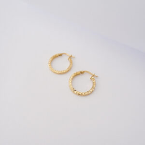 Orecchini a Cerchio in Oro Giallo 18Kt  – Quadrato Diamantato