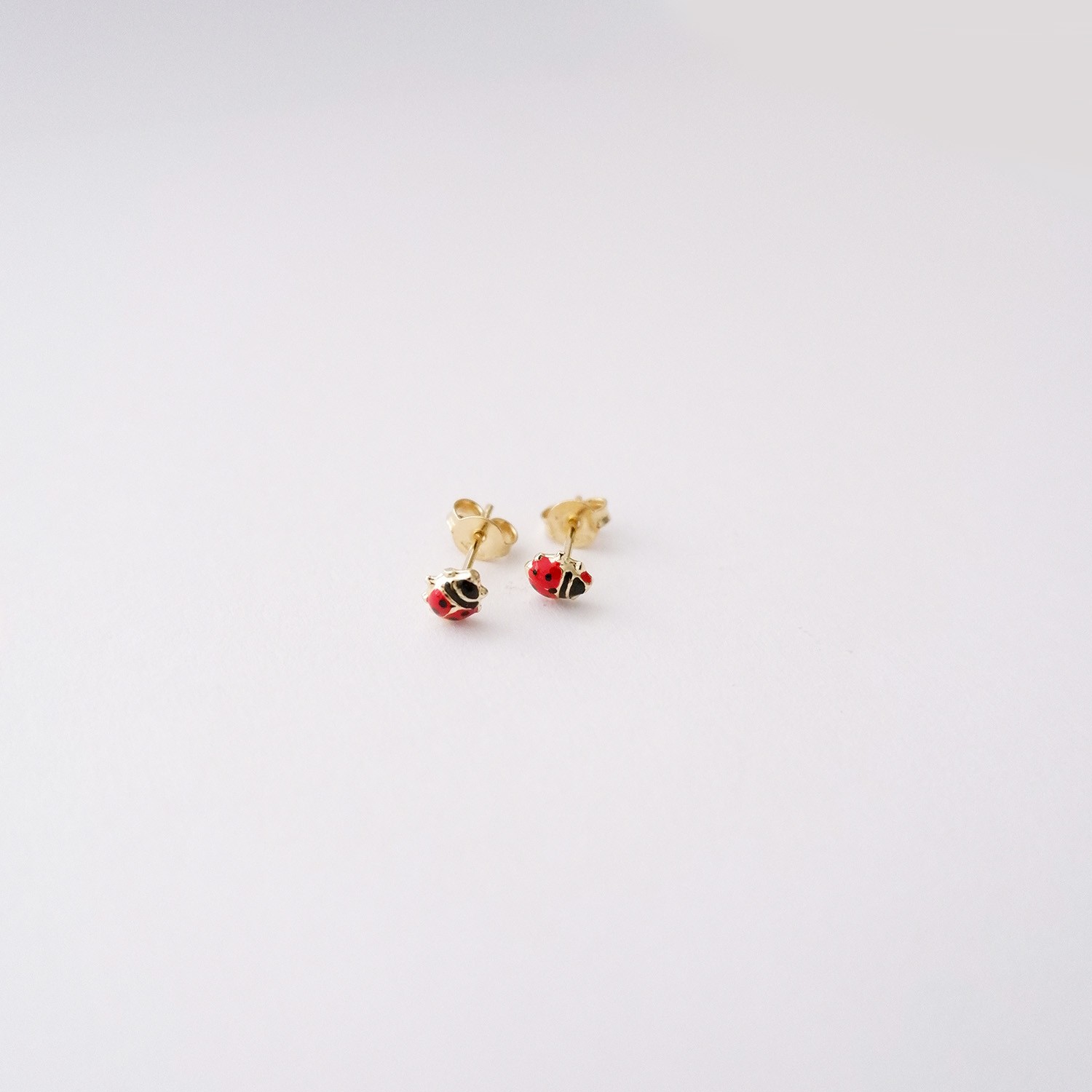 Orecchini Coccinelle in oro giallo 18kt e smalto colorato