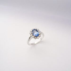 Anello Kate Zaffiro Blu Ceylon e Diamanti