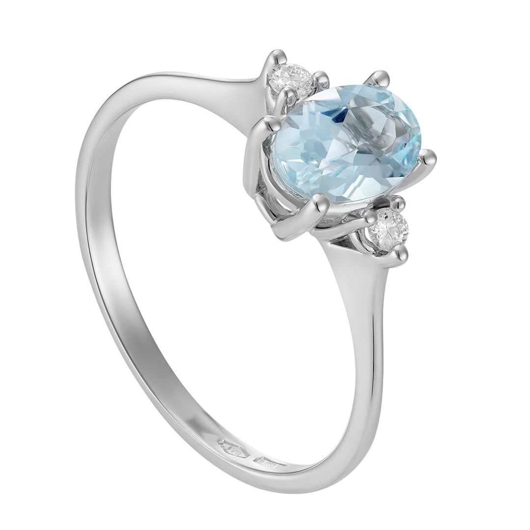Anello Acquamarina ovale 8×6 in Oro 18kt e Diamanti – Nihama