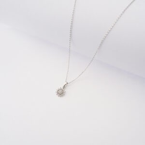 Collana Sole in oro bianco 18kt e zirconi