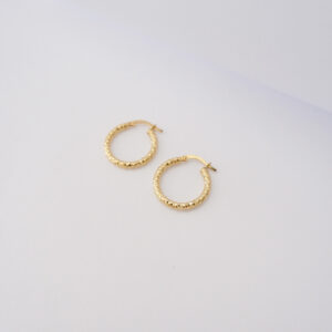 Orecchini a Cerchio in Oro Giallo 18Kt – Bombato Sottile Diamantato