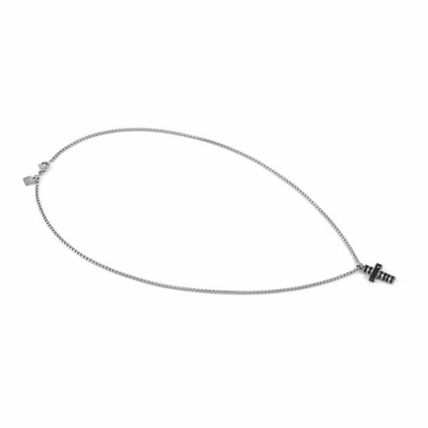STRONG Collana Croce Nera con diamante bianco - immagine 2