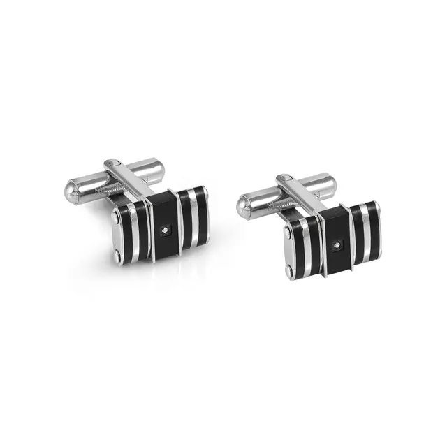 STRONG Gemelli con Finitura nera e 2 Diamanti Bianchi