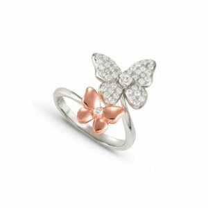 SWEETMADAME Anello Farfalle Oro Rosa