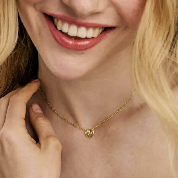 COSMICLOVE Collana Cuore Oro con zircone - immagine 3