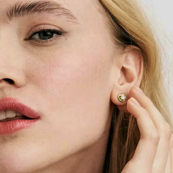 COSMICLOVE Orecchini Cuore Oro con zircone - immagine 2