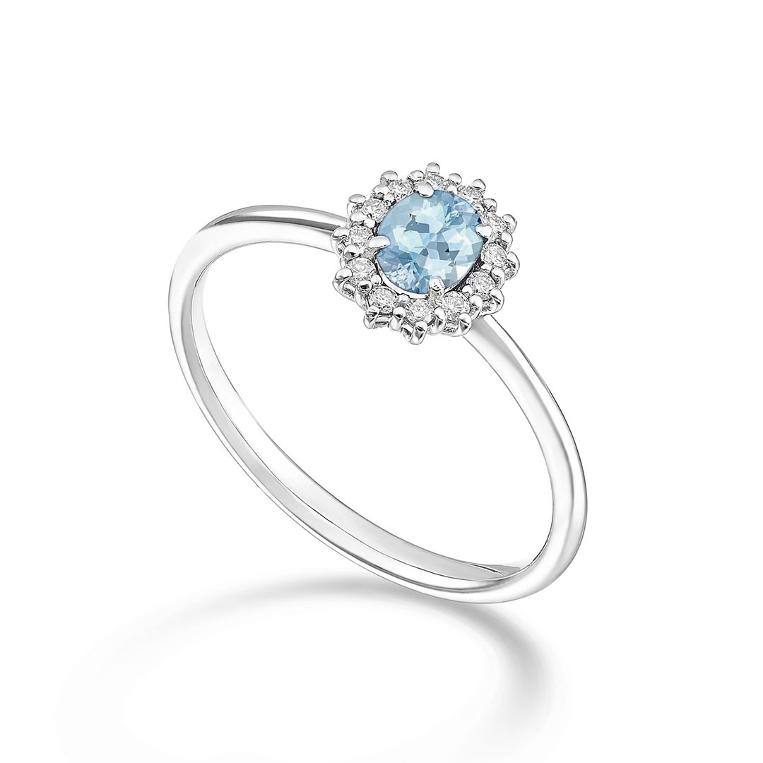 KATE - Anello Acquamarina ovale 5×4 in oro 18kt e diamanti – Nihama
