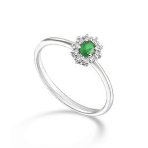KATE - Anello Smeraldo ovale 4×3 in oro 18kt e diamanti – Nihama