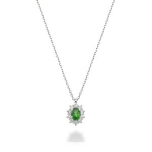 KATE – Collana Smeraldo ovale 4×3 in Oro 18kt e Diamanti – Nihama