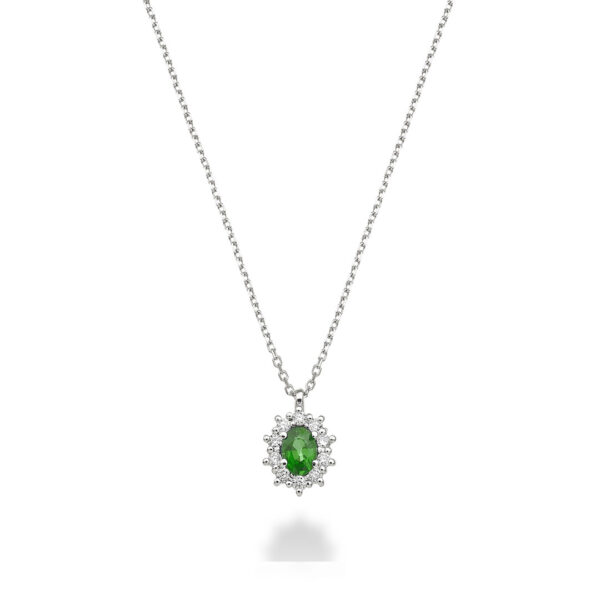 KATE – Collana Smeraldo ovale 4×3 in Oro 18kt e Diamanti – Nihama