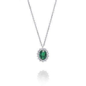 KATE – Collana Smeraldo ovale 6×4 in Oro 18kt e Diamanti – Nihama