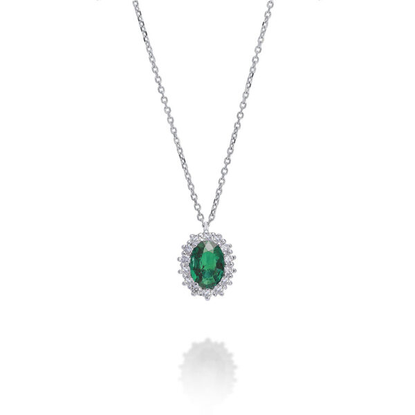 KATE – Collana Smeraldo ovale 6×4 in Oro 18kt e Diamanti – Nihama