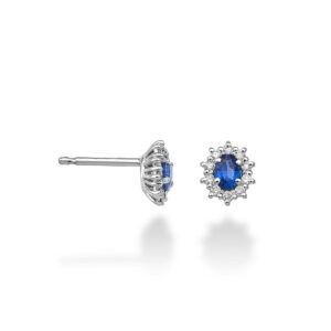 KATE – Orecchini Zaffiro ovale 4×3 in Oro 18kt e Diamanti – Nihama