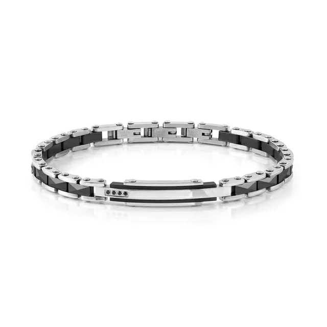 STRONG Bracciale con Diamanti Neri e Ceramica Nera