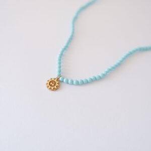 Filo Mini Presentosa 2 Cuori in oro 18kt e perline di Turchese