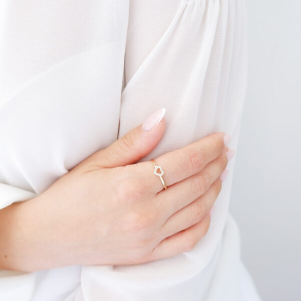 Anello Cuoricino in oro bianco 18kt e zirconi - immagine 4