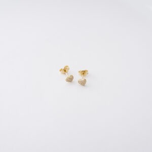 Orecchini Cuoricini in oro giallo 18kt e Zirconi