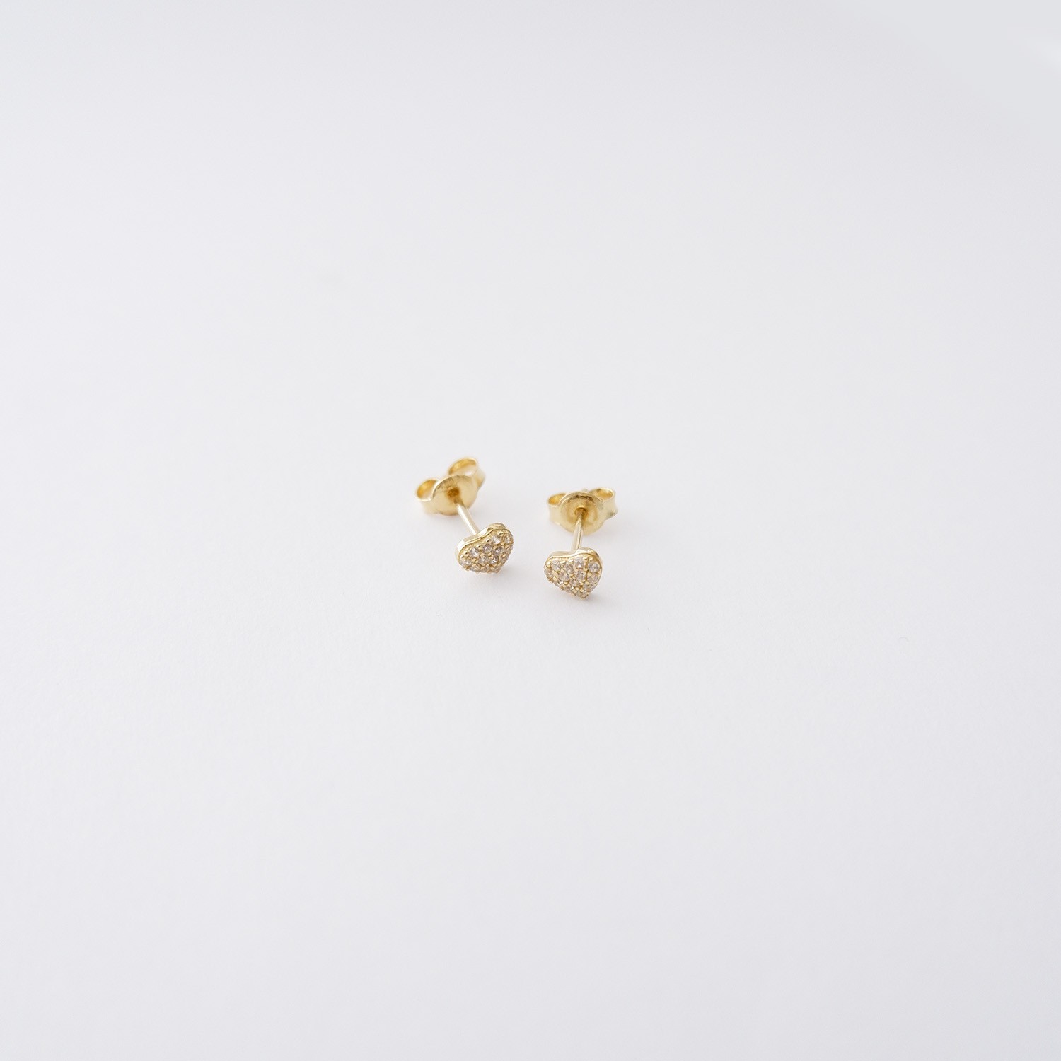 Orecchini Cuoricini in oro giallo 18kt e Zirconi