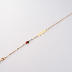 Bracciale Bimba Targhetta con Coccinella in oro 18kt e smalto colorato