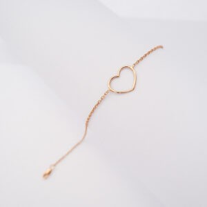 Bracciale con cuore grande a filo in oro rosa 18kt