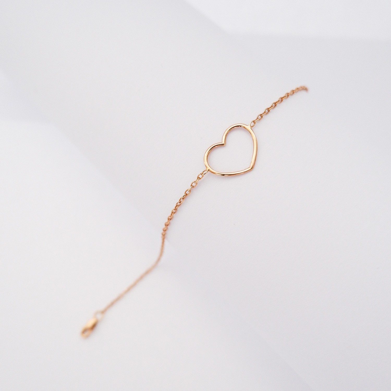Bracciale con cuore grande a filo in oro rosa 18kt