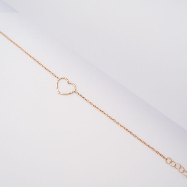 Bracciale con cuore grande a filo in oro rosa 18kt - immagine 3
