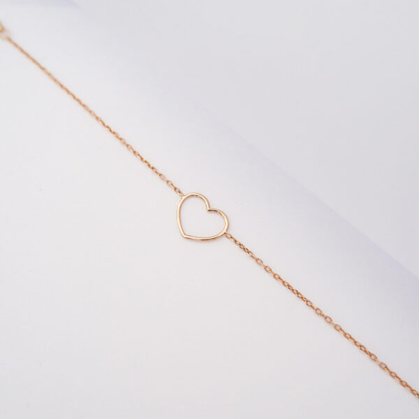 Bracciale con cuore grande a filo in oro rosa 18kt - immagine 2