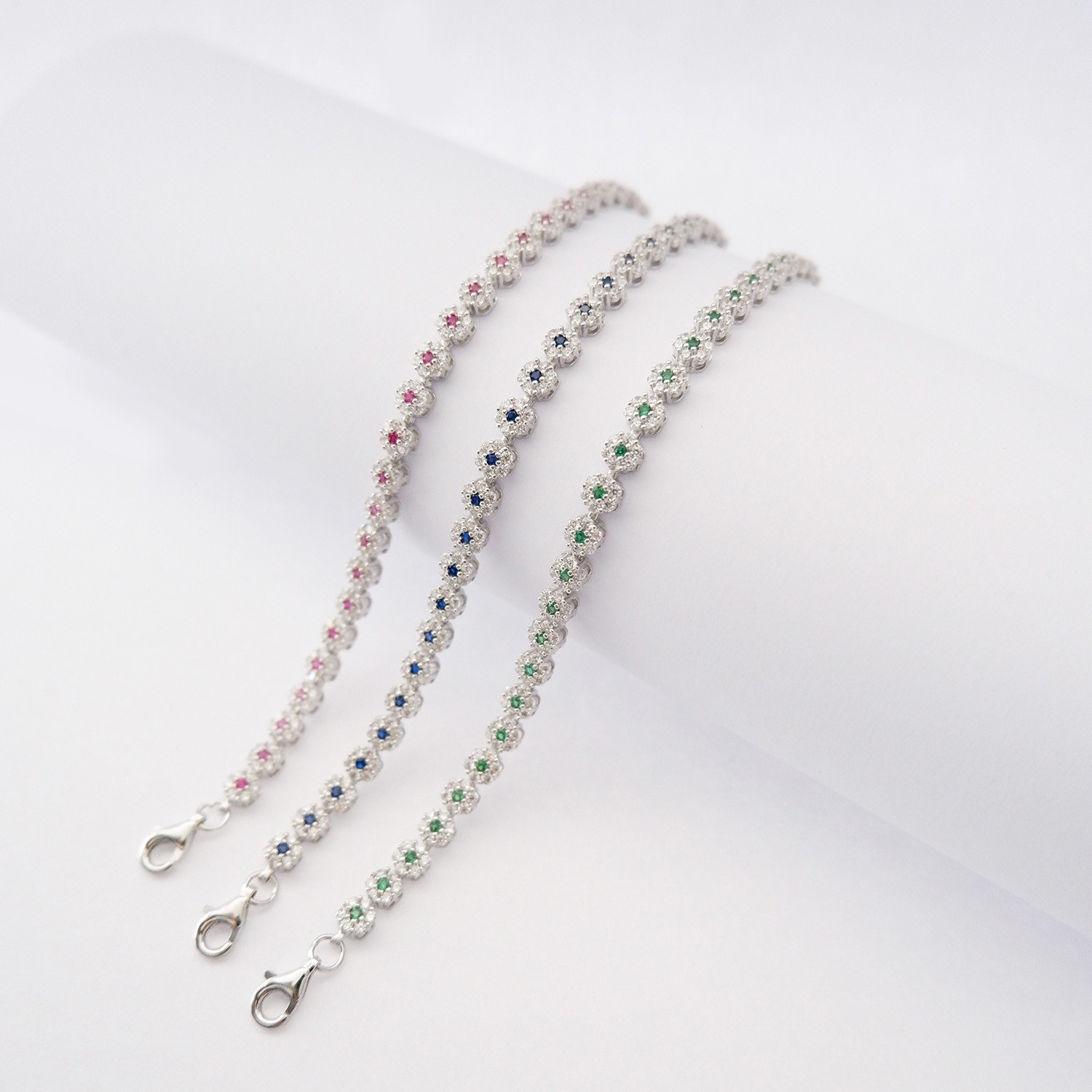 Bracciale Tennis Fiori in Argento925 e Zirconi