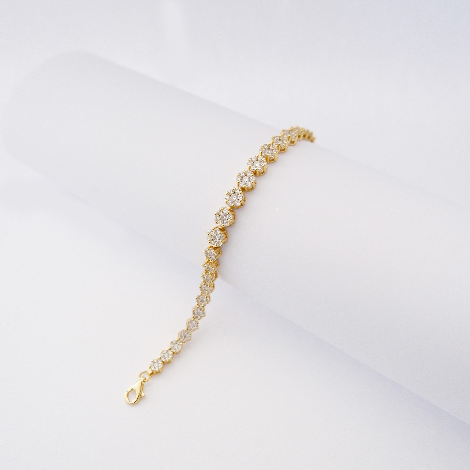 Bracciale Tennis Flowers in Argento925 e Zirconi Oro