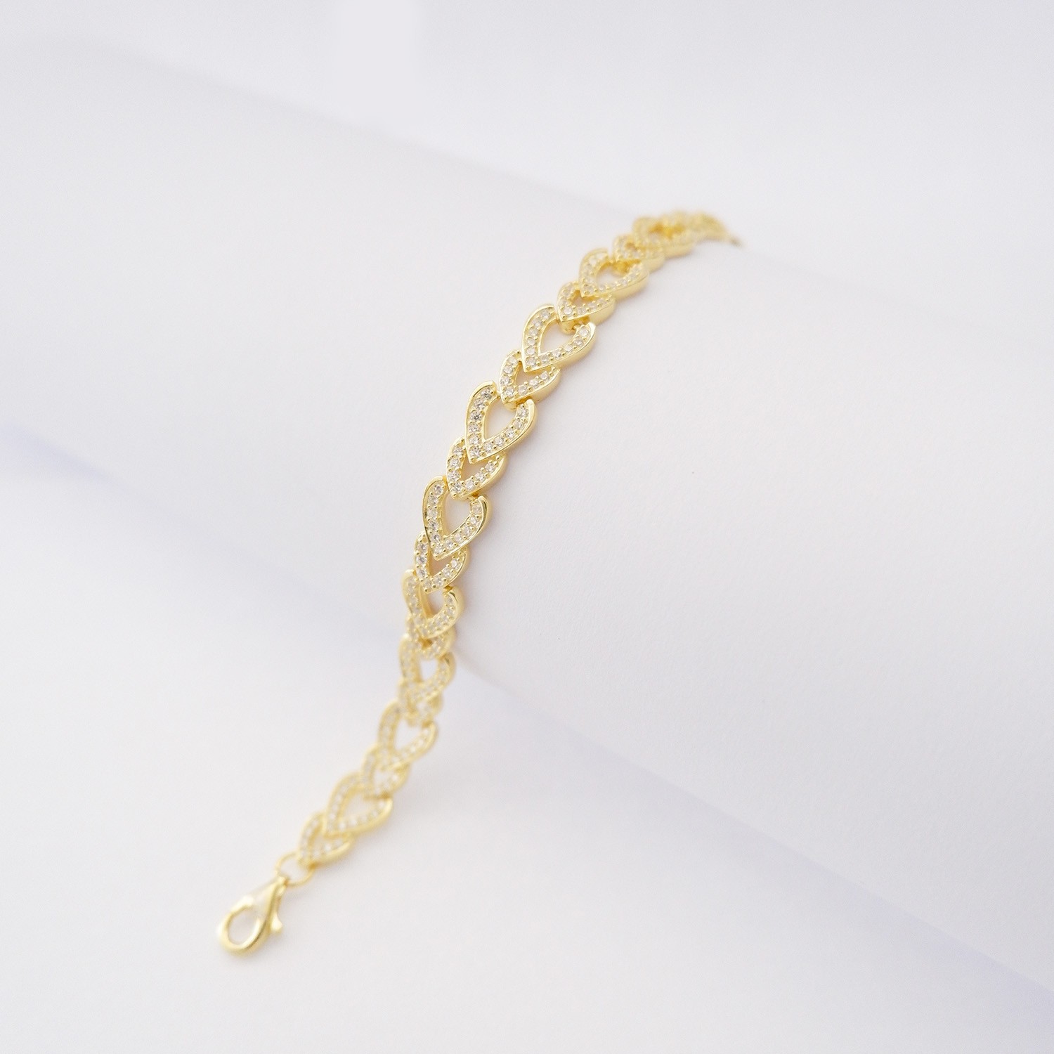 Bracciale Tennis Hearts in Argento925 e Zirconi Oro