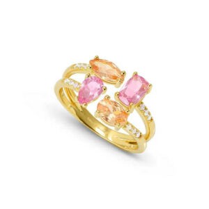 COLOUR WAVE Anello con Zirconi colorati Oro