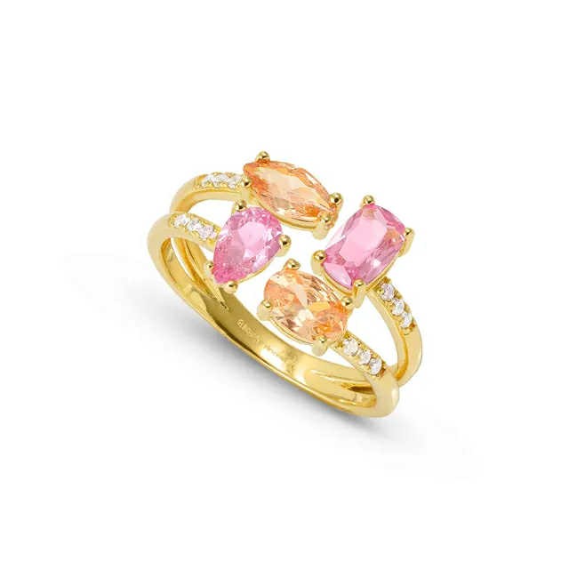 COLOUR WAVE Anello con Zirconi colorati Oro