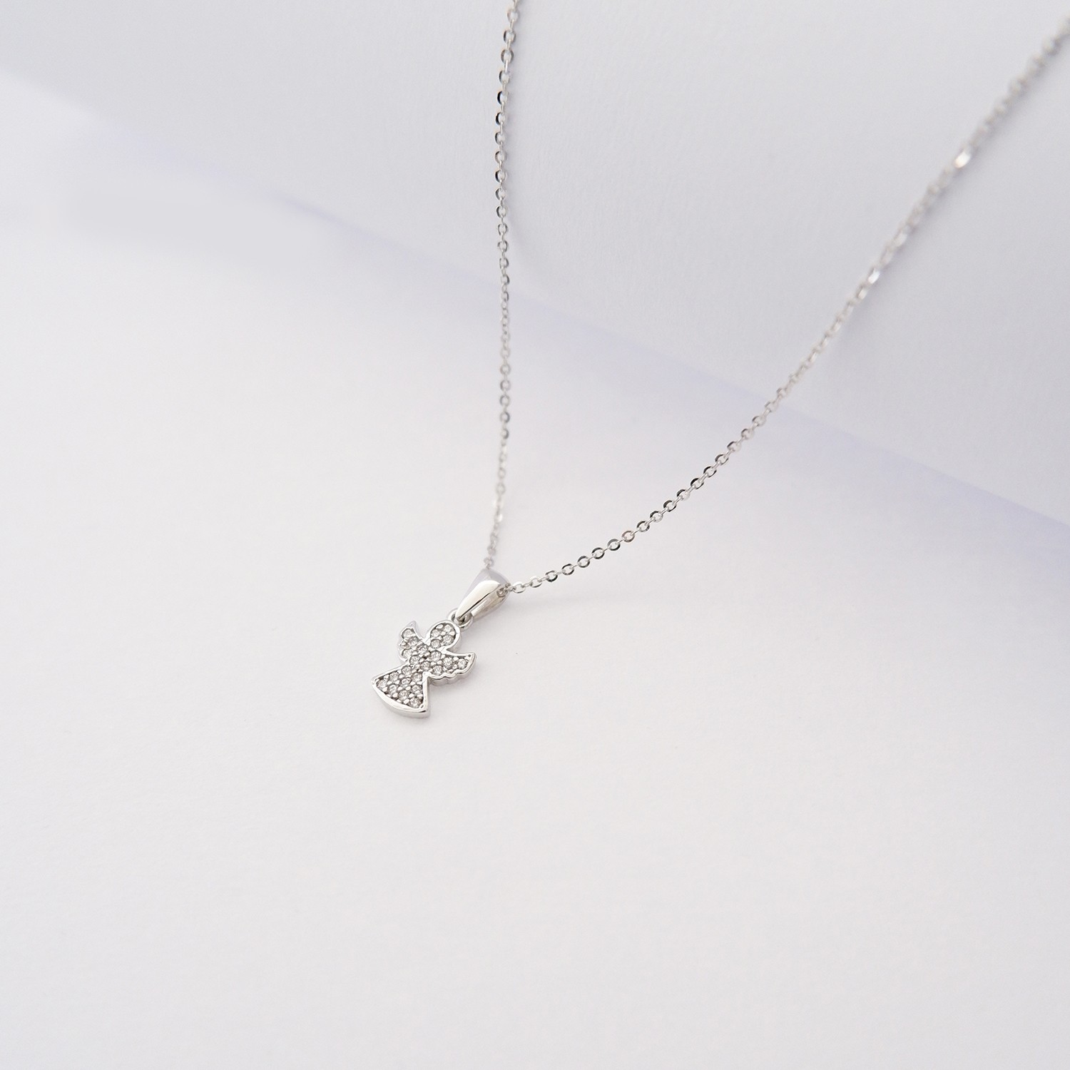 Collana Angelo in oro bianco 18kt e zirconi