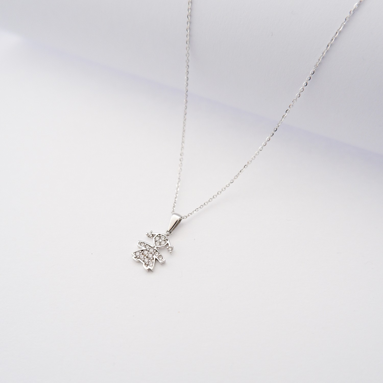 Collana Bimba in oro bianco 18kt e zirconi