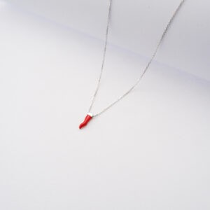 Collana Cornetto in oro bianco 18kt e smalto colorato