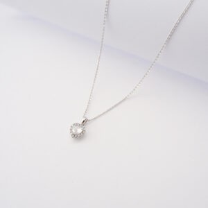 Collana Cuore Punto luce in oro bianco 18kt e zirconi