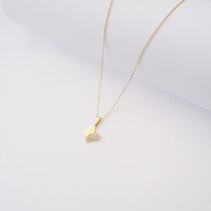 Collana Farfalla in oro giallo 18kt e zirconi