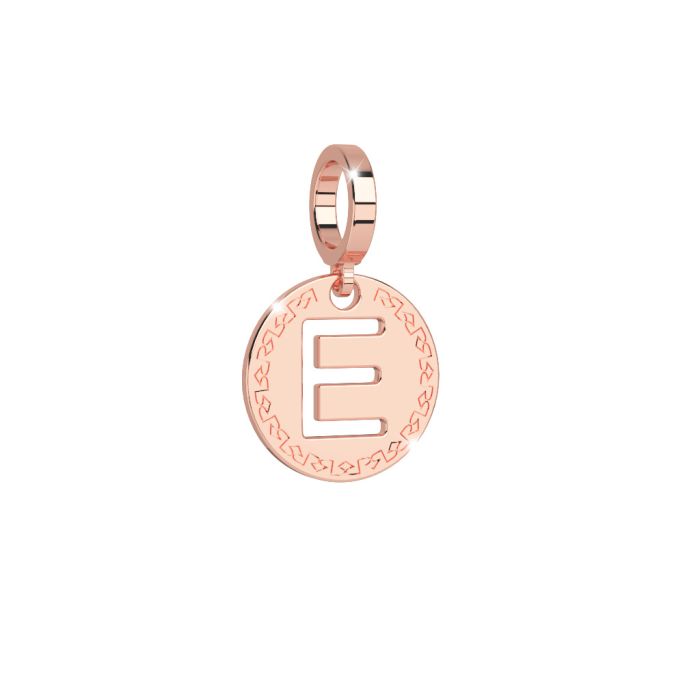 MY WORLD Charm Lettera E - Oro Rosa