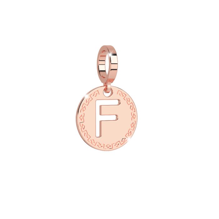 MY WORLD Charm Lettera F - Oro Rosa