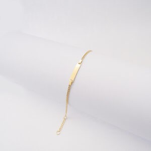 Bracciale Bimbo Targhetta maglia catena stretta in oro 18kt