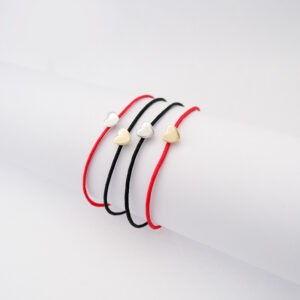 Bracciale Cuore in Argento925 dorato e Cordoncino rosso