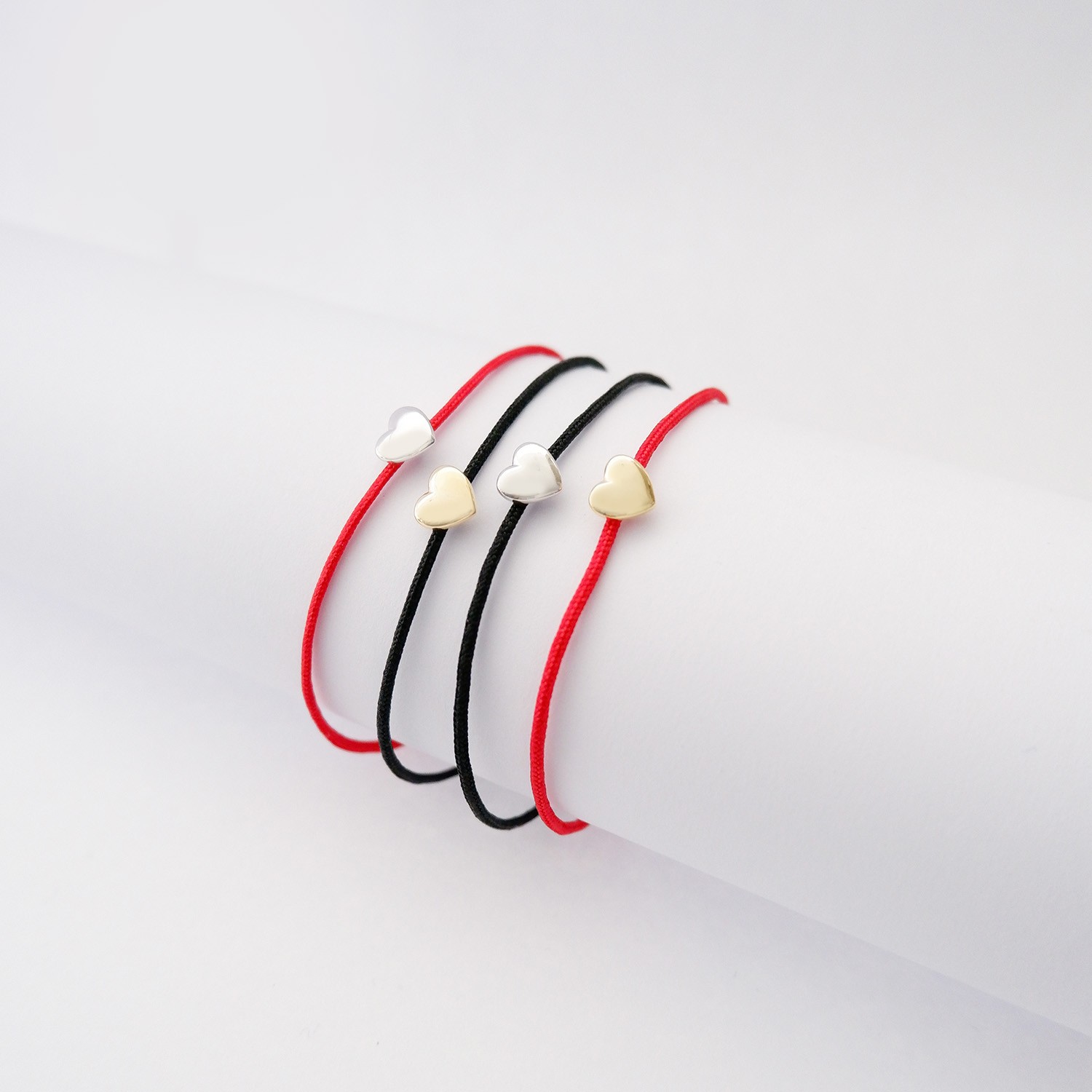 Bracciale Cuore in Argento925 dorato e Cordoncino rosso