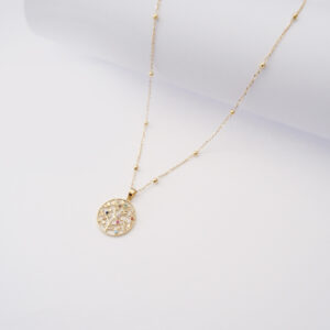 Collana Albero della Vita in oro giallo 18kt e zirconi colorati