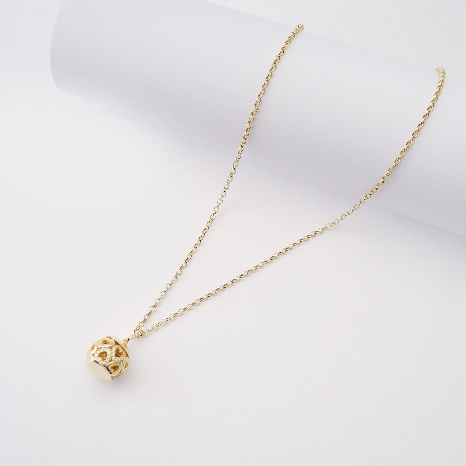 Collana Chiama Angeli Cuori in Argento925 dorato e Zirconi