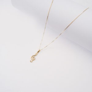 Collana Chiave di Violino in oro giallo 18kt e zirconi