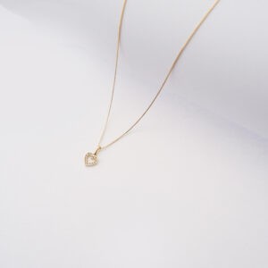Collana Mini Cuoricino in oro giallo 18kt e zirconi